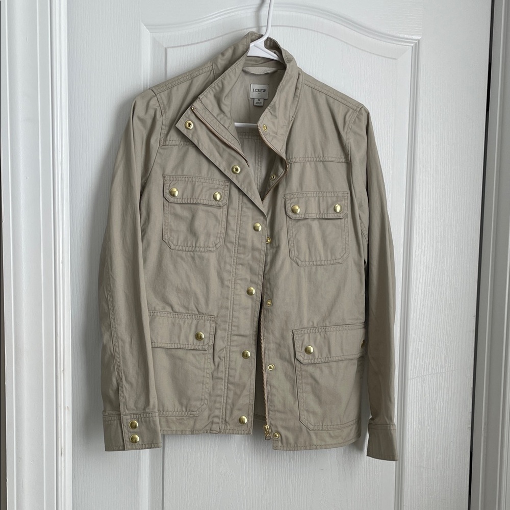 J. Crew Women's Beige Utility Jacket with Gold Buttons